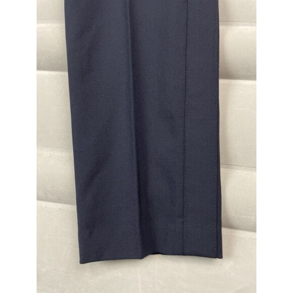 Vince Women 4 Pants Side Strapping Wool Stretch Ankle Pleated Navy Blue Corpcore - Picture 3 of 12